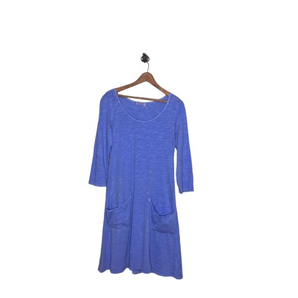 Fresh Produce XS Peri Blue Dalia Front Pocket 3/4 Sleeve Cotton Dress USA Made - Picture 2 of 5